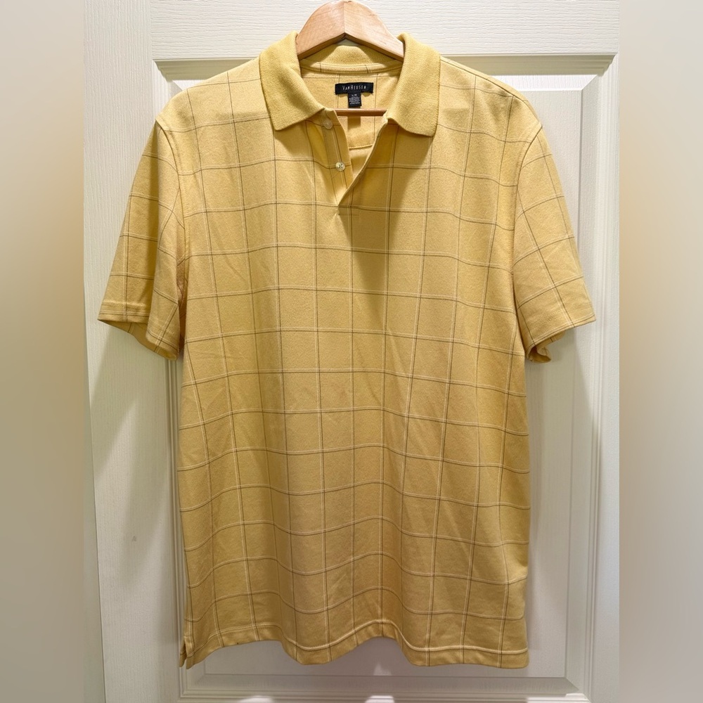 Van Heusen Yellow Polo Shirt Classic Cotton Blend Size L EUC